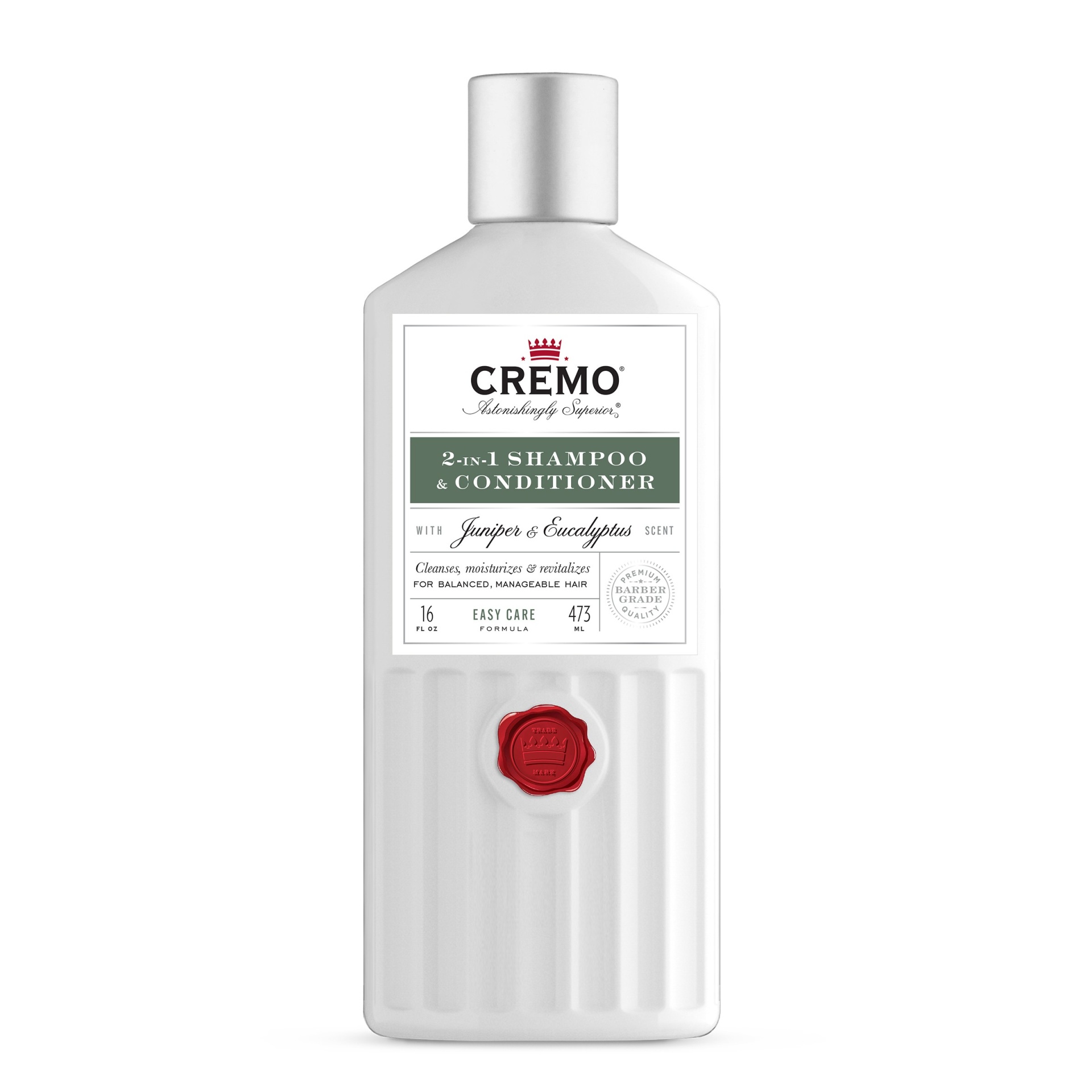 slide 1 of 1, Cremo 2-In-1 Junipter & Eucalyptus Shampoo & Conditioner, 16 oz
