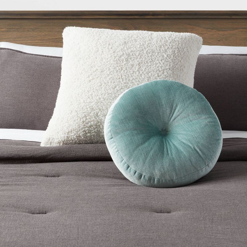 slide 2 of 3, Euro Traditional Cozy Faux Shearling Fur Decorative Throw Pillow Cream - Threshold™: Indoor Square Cushion, OEKO-TEX Certified, 1 ct