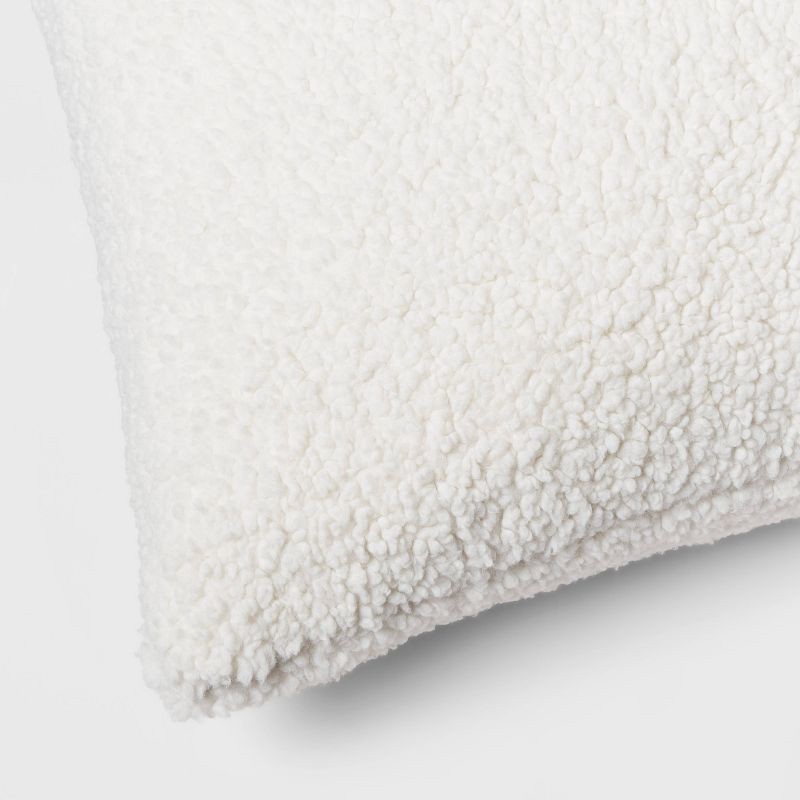 slide 3 of 3, Euro Traditional Cozy Faux Shearling Fur Decorative Throw Pillow Cream - Threshold™: Indoor Square Cushion, OEKO-TEX Certified, 1 ct