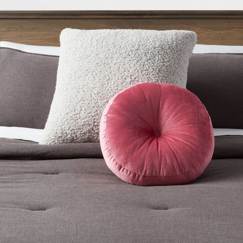 slide 2 of 3, Euro Traditional Cozy Faux Shearling Fur Decorative Throw Pillow Gray - Threshold™: Indoor Polyester Knife Edge, OEKO-TEX Certified, 1 ct