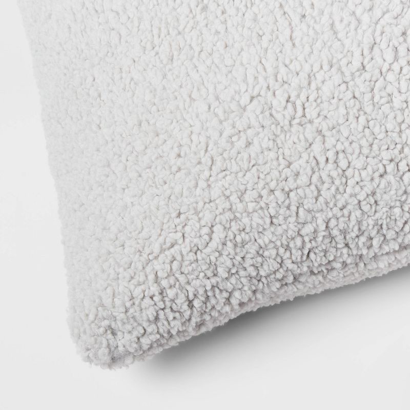 slide 3 of 3, Euro Traditional Cozy Faux Shearling Fur Decorative Throw Pillow Gray - Threshold™: Indoor Polyester Knife Edge, OEKO-TEX Certified, 1 ct