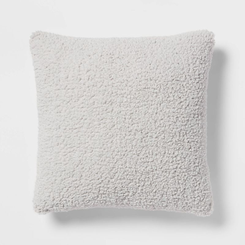 slide 1 of 3, Euro Traditional Cozy Faux Shearling Fur Decorative Throw Pillow Gray - Threshold™, 1 ct