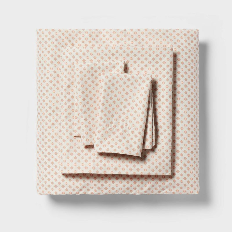 slide 4 of 10, 12pc King Floral Boho Comforter & Sheets Set Terracotta Pink - Threshold™: Polyester, Woven, Quilted Design, 180 Thread Count, 1 lb