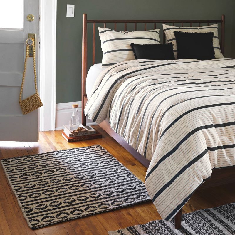 slide 7 of 7, 5pc Full/Queen Modern Stripe Comforter Set Off-White - Threshold™: Cotton Woven, Includes Decorative Pillows, 5 ct