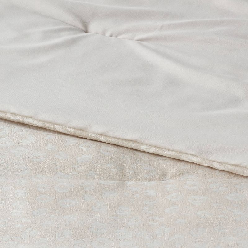 slide 3 of 9, 8pc Queen Luxe Jacquard Snow Leopard Comforter Set Beige - Threshold™: Polyester, Woven, OEKO-TEX Certified, 8 ct