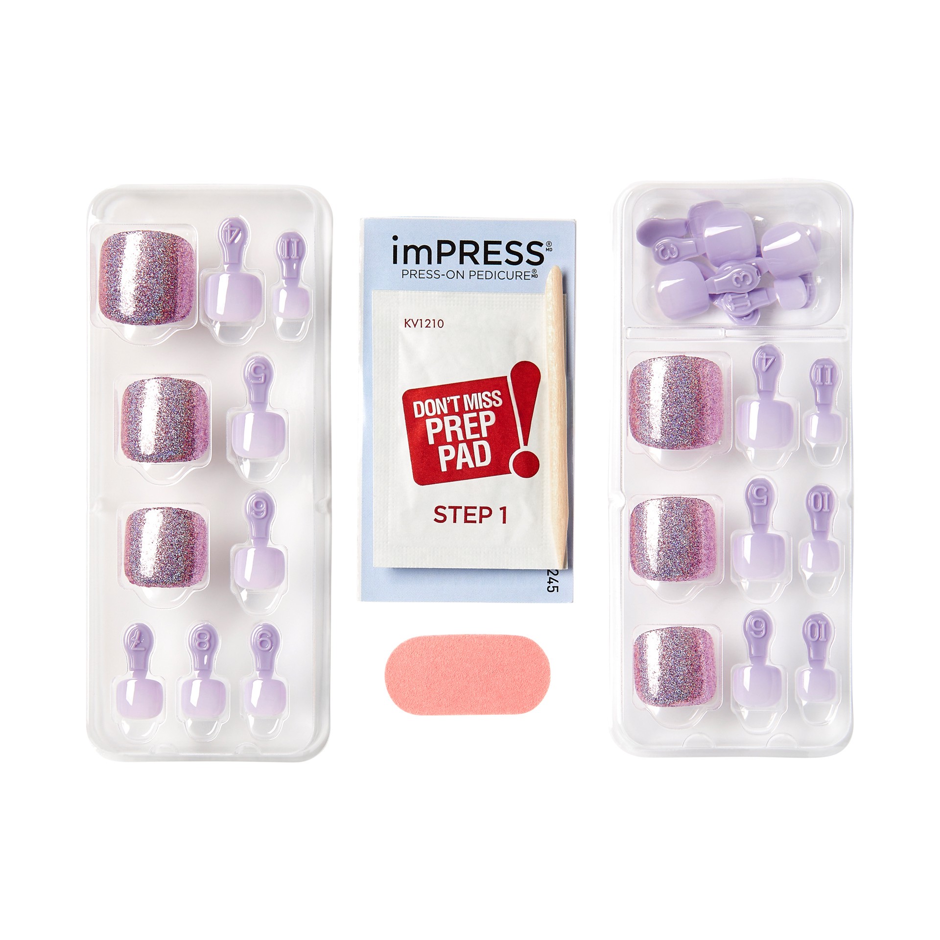 slide 4 of 5, imPRESS KISS imPRESS Square Press-On Toenails, Purple, 24 Pieces, 28 pc