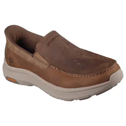 Skechers Men's Pollard-Osgood Wide Fit Slip-In Shoes, Light Brown, Size 10 Wide