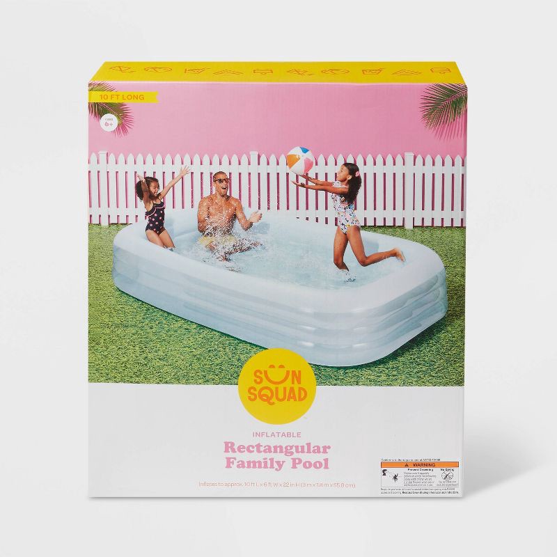 slide 3 of 4, 6' x 22" Deluxe Rectangular Family Pool Blue - Sun Squad™: Inflatable PVC Kit, 1 ct
