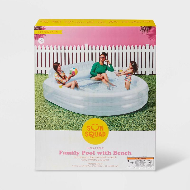 slide 3 of 3, Kids' Family Inflatable Pool with Bench Blue - Sun Squad™, 1 ct