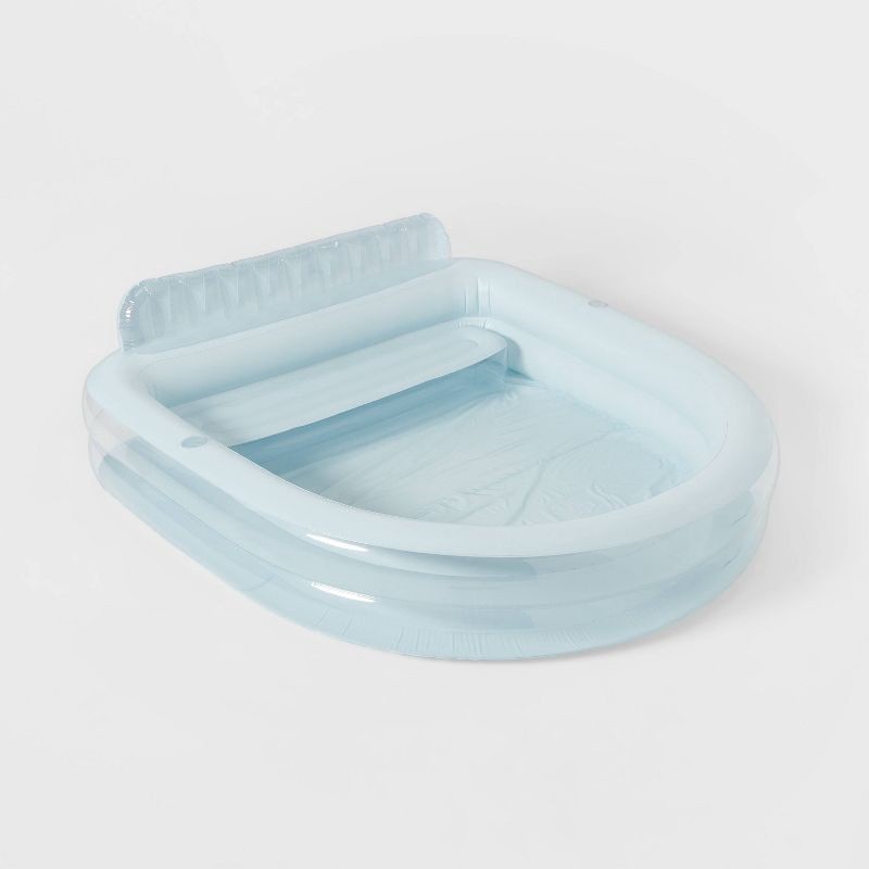 slide 1 of 3, Kids' Family Inflatable Pool with Bench Blue - Sun Squad™, 1 ct