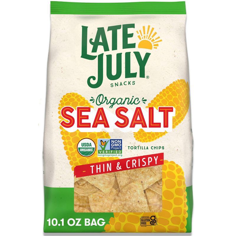 slide 1 of 9, Late July Snacks Thin and Crispy Organic Tortilla Chips with Sea Salt - 10.1oz, 10.1 oz