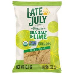 Late July Snacks Thin and Crispy Organic Tortilla Chips with Sea Salt and Lime - 10.1oz