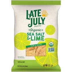 Late July Snacks Thin and Crispy Organic Tortilla Chips with Sea Salt and Lime - 10.1oz: Gluten-Free, Vegan, No High Fructose Corn Syrup