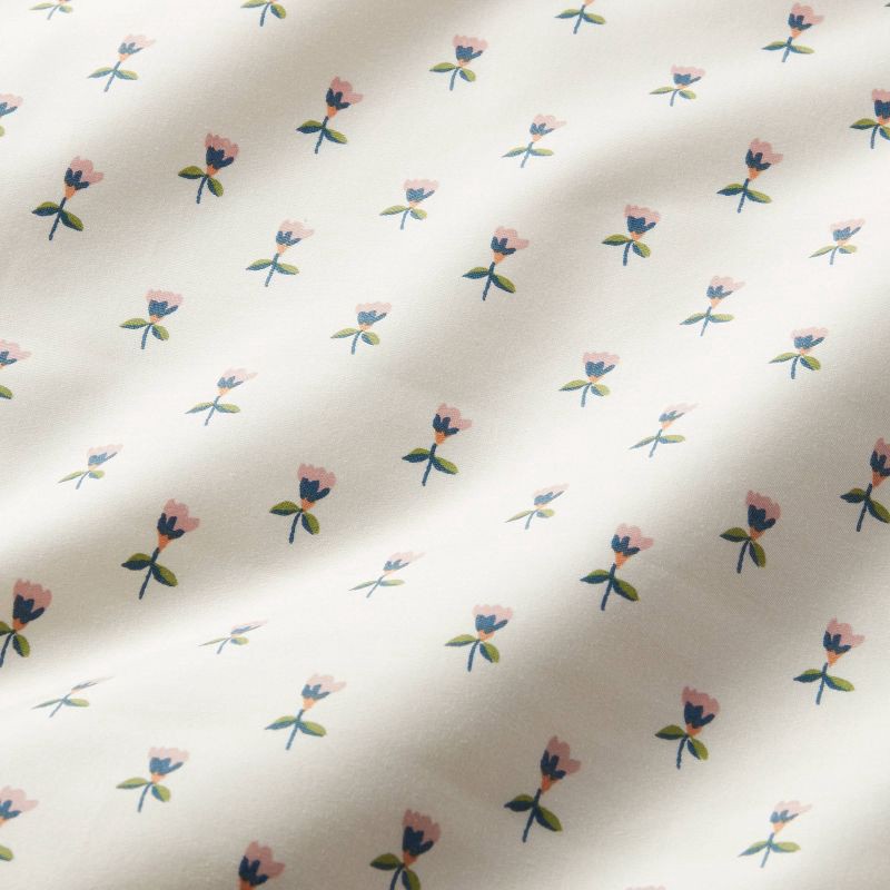 slide 4 of 4, Queen Printed Performance 400 Thread Count Sheet Set Tulip Toss - Threshold™: Cotton Sateen, OEKO-TEX Certified, Fits 18" Mattress, 1 ct