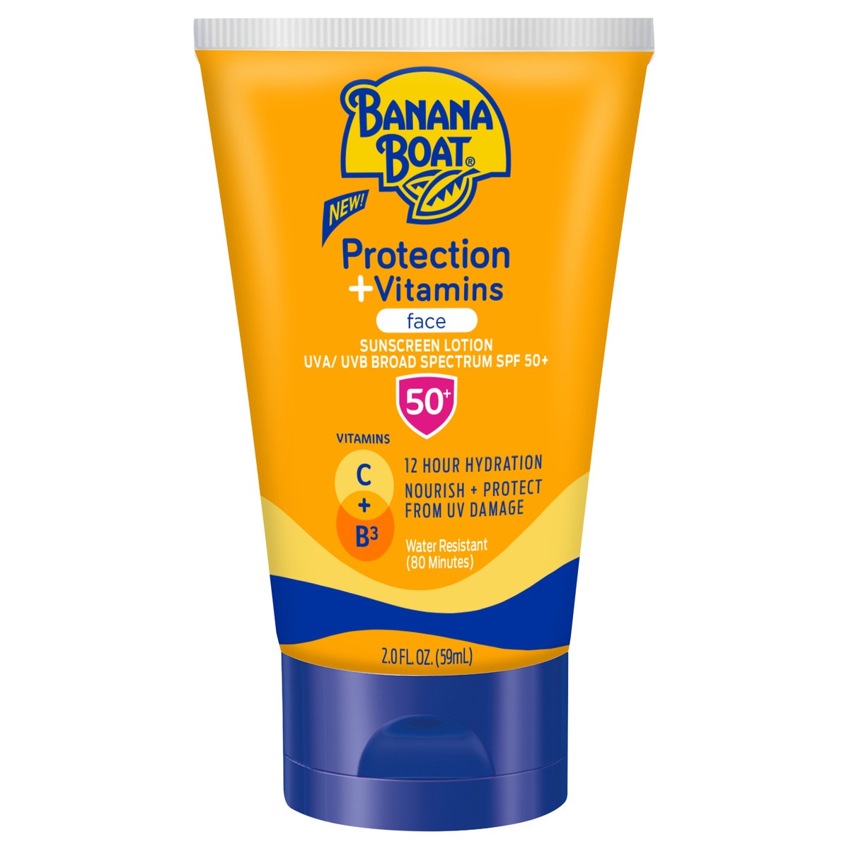 slide 1 of 1, Banana Boat Protection + Vitamins Moisturizing Sunscreen Lotion for Face SPF 50, 2 oz., 2 fl oz