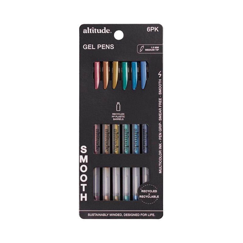 slide 1 of 5, Altitude 6pk Gel Pens 0.7mm Multicolor Ink, 6 ct