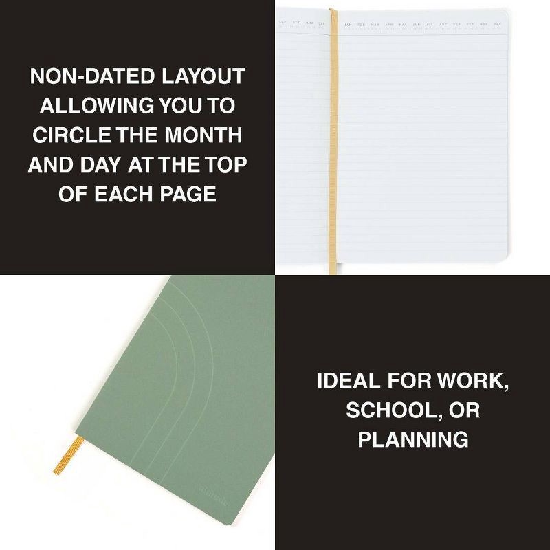 slide 3 of 3, Altitude Supplies 160pg Ruled Journal - 5.875"x8.25", Vegan Leather Cover, Dark Sage, Debossed Arch, 1 ct