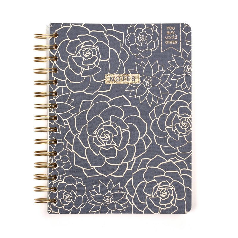 slide 2 of 9, Yoobi Evolve 200pg Ruled Journal 6"x8" Spiral Navy Succulents, 1 ct