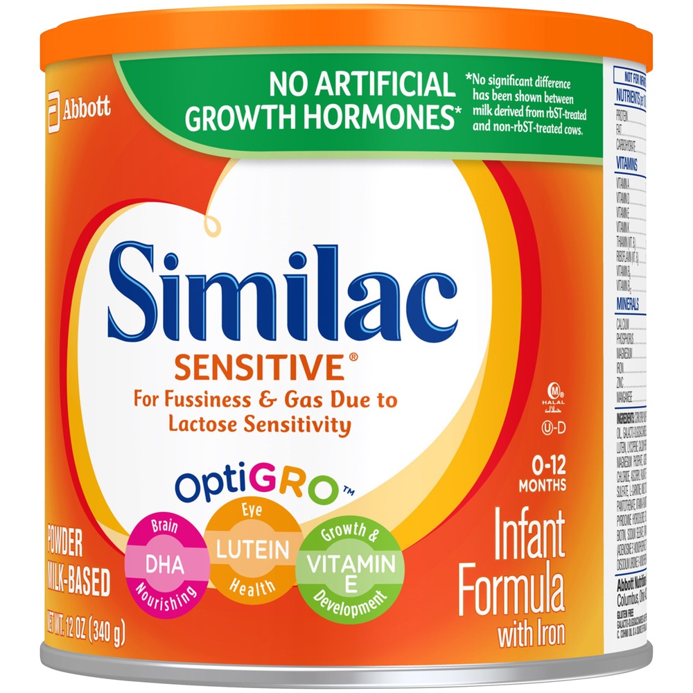 slide 3 of 8, Similac Sensitive For Fussiness and Gas Powder Infant Formula - 12.5oz, 12.5 oz