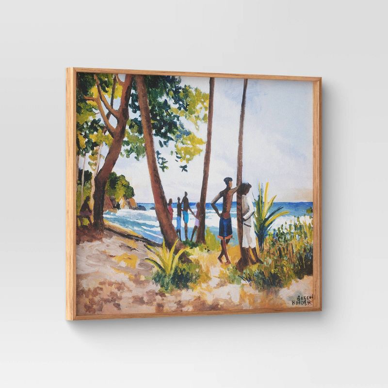 slide 3 of 4, 30" x 24" Village Waterfront by Boscoe Holder Framed Canvas board - Threshold™: Modern Style, Pine Frame, Nature Scene, 1 ct