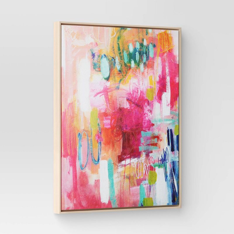 slide 3 of 4, 24" x 30" Colorful Collage by Amira Rahim Framed Wall Canvas - Threshold™: Modern Abstract Digital Art, Polystyrene Frame, 1 ct