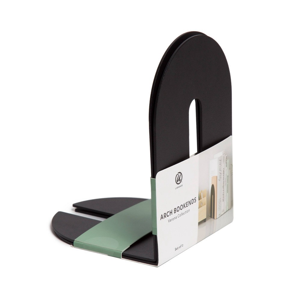 slide 2 of 6, U Brands 2pk Verona Bent Metal Arch Bookends - Black, 2 ct