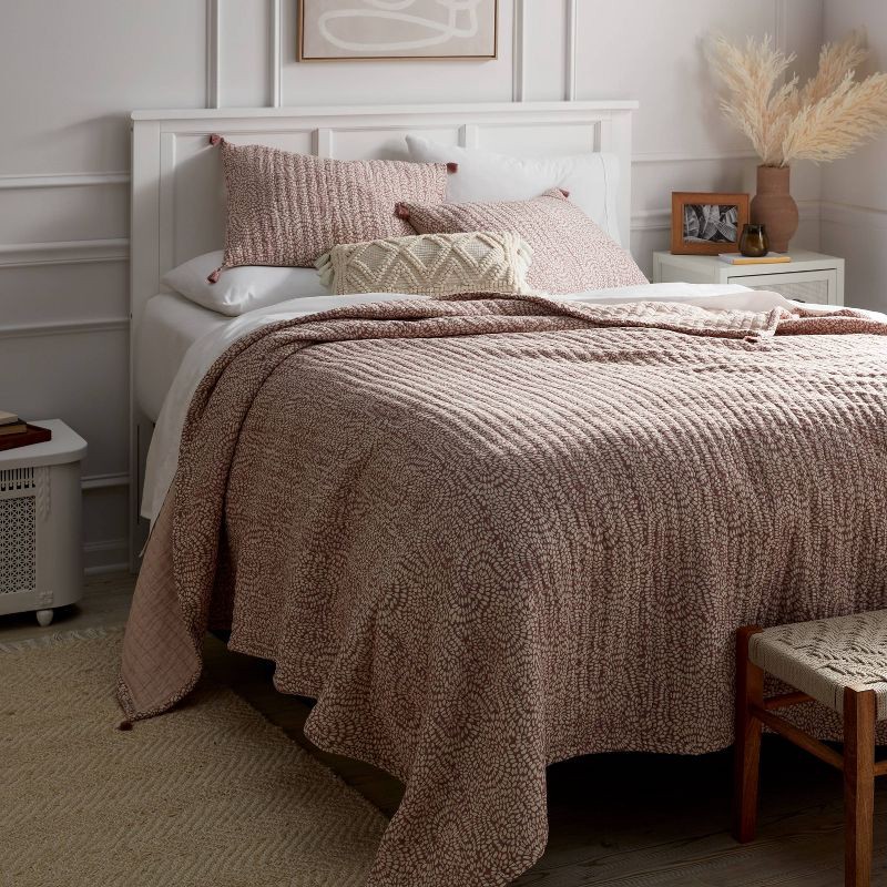 slide 2 of 5, King Reversible Matelasse Swirl Quilt Purple - Threshold™: Jacquard, OEKO-TEX Certified, Lightweight, 1 ct