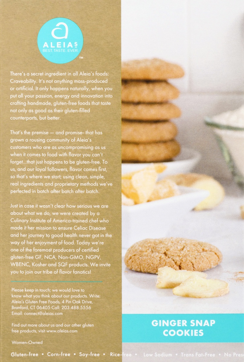 slide 10 of 10, Aleia's Ginger Snap Cookies Gluten Free, 9 oz