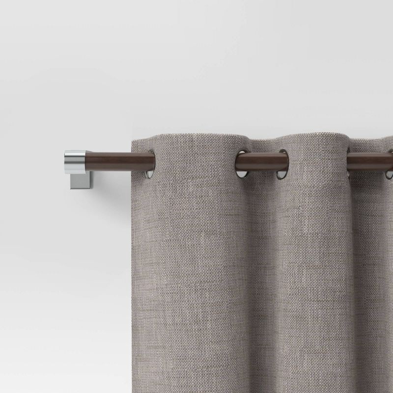 slide 2 of 3, 66"-120" Dark Faux Wood Curtain Rod Nickel - Threshold™: Single Steel Rod, Quick Mount, 0.875" Diameter, 1 ct