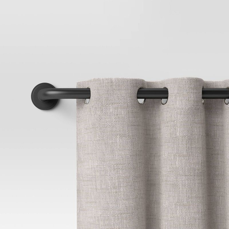slide 2 of 3, 36"-66" Blackout Rounded Curtain Rod Black - Threshold™: Matte Black, Powder-Coated, Quick Mount, Steel & Aluminum, 1 ct