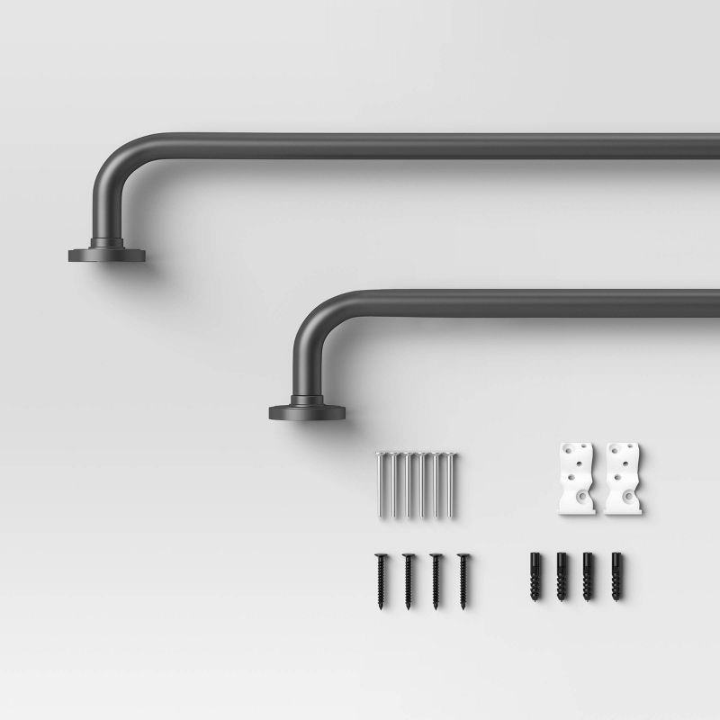 slide 3 of 3, 36"-66" Blackout Rounded Curtain Rod Black - Threshold™: Matte Black, Powder-Coated, Quick Mount, Steel & Aluminum, 1 ct