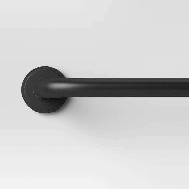 slide 1 of 3, 36"-66" Blackout Rounded Curtain Rod Black - Threshold™: Matte Black, Powder-Coated, Quick Mount, Steel & Aluminum, 1 ct