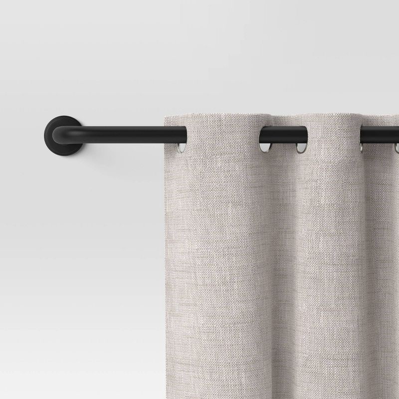 slide 2 of 3, 66"-120" Blackout Rounded Curtain Rod Black - Threshold™: Matte Black, Steel & Aluminum, Quick Mount, 1 ct