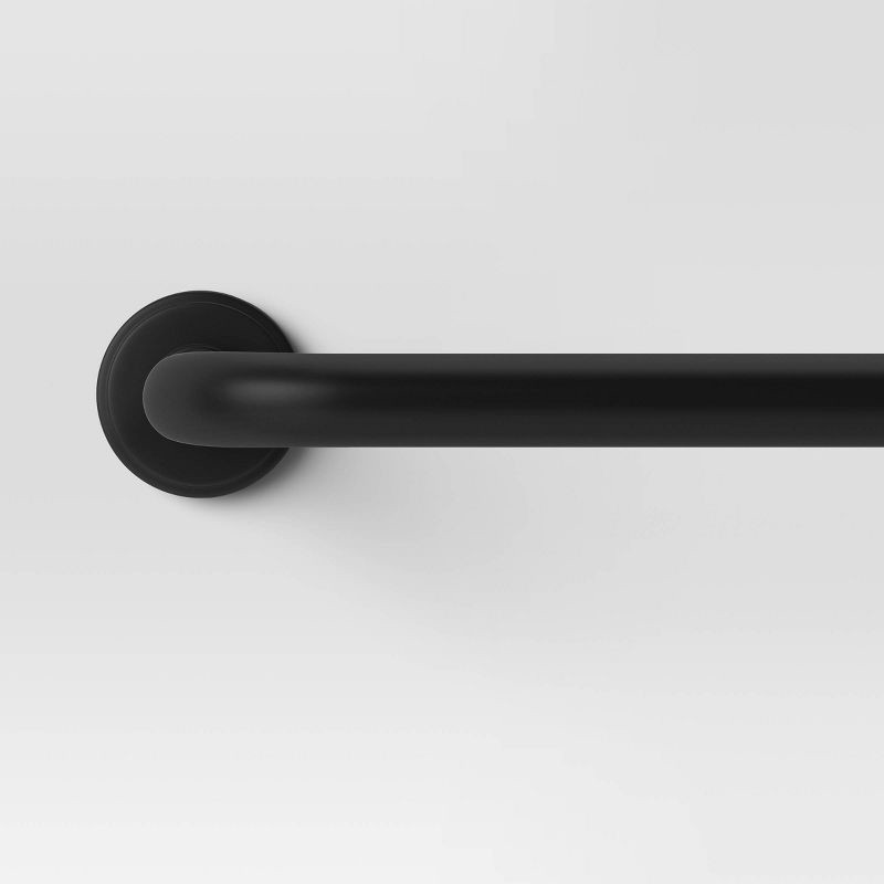 slide 1 of 3, 66"-120" Blackout Rounded Curtain Rod Black - Threshold™: Matte Black, Steel & Aluminum, Quick Mount, 1 ct