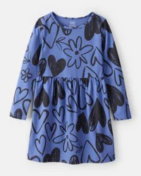 Carter&#x27;s Carters Girls Heart Long-Sleeve Dress - Blue Blue 10