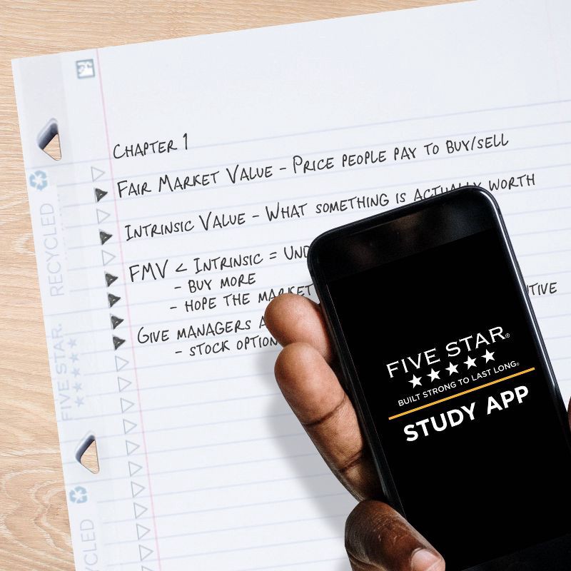 slide 2 of 7, Five Star 80ct College Ruled Loose Leaf Filler Paper Recycled Reinforced: 8.5x11", 100% Recycled, White, Stationery, 80 ct