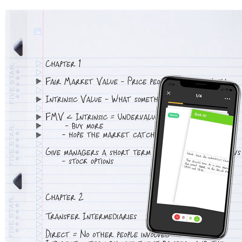 slide 4 of 7, Five Star 80ct College Ruled Loose Leaf Filler Paper Recycled Reinforced: 8.5x11", 100% Recycled, White, Stationery, 80 ct