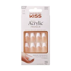 KISS Products Salon Acrylic Medium Coffin French Manicure Fake Nails Kit - Je T&#x27;aime - 31ct