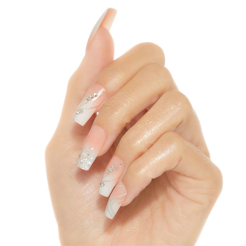 slide 2 of 8, KISS Products Classy Premium Long Square Glue-On Fake Nails - Stunning! - 33ct, 33 ct