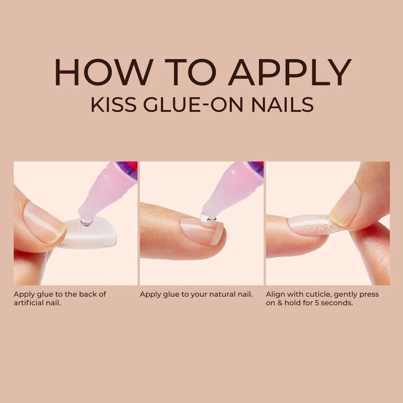 slide 3 of 8, KISS Products Classy Premium Long Square Glue-On Fake Nails - Stunning! - 33ct, 33 ct