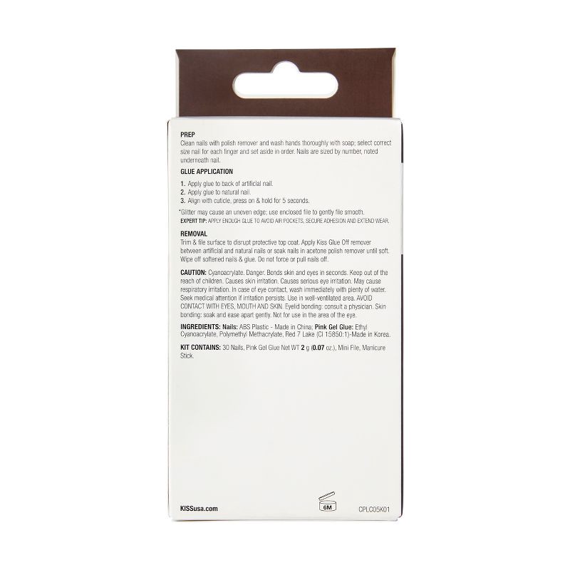 slide 7 of 8, KISS Products Classy Premium Long Square Glue-On Fake Nails - Stunning! - 33ct, 33 ct