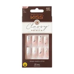 KISS Products Classy Premium Long Square Glue-On Fake Nails - Stunning! - 33ct
