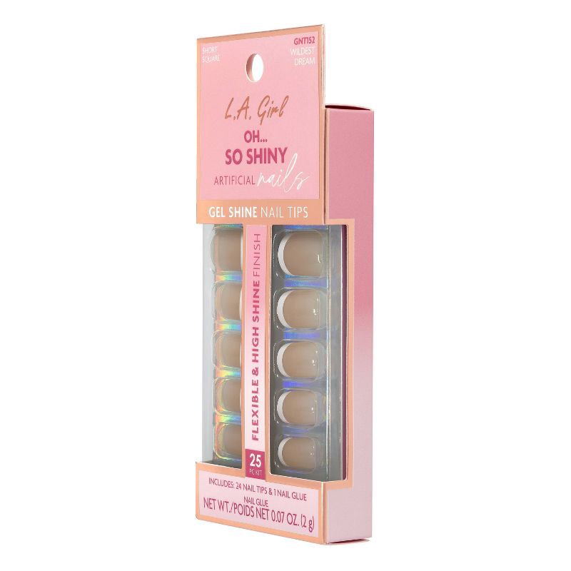 slide 4 of 10, L.A. Girl Artificial Nail Tips- Oh So Shiny - Classy French Tip - 25ct, 25 ct