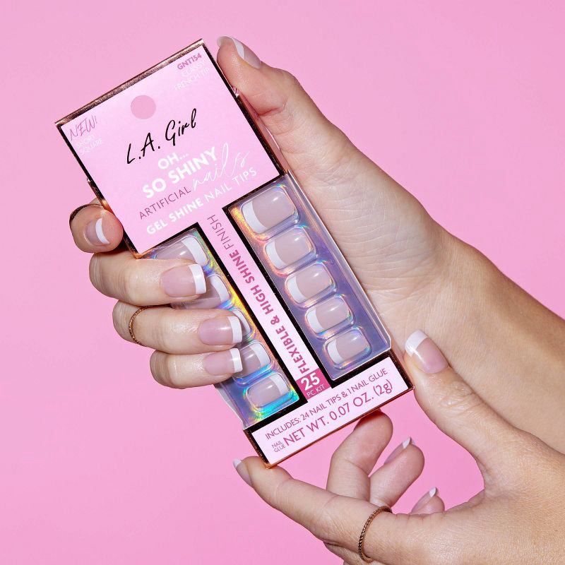 slide 7 of 10, L.A. Girl Artificial Nail Tips- Oh So Shiny - Classy French Tip - 25ct, 25 ct