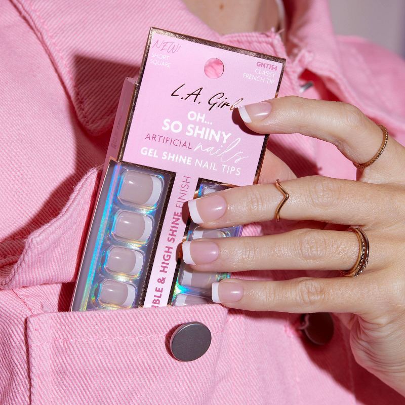 slide 10 of 10, L.A. Girl Artificial Nail Tips- Oh So Shiny - Classy French Tip - 25ct, 25 ct