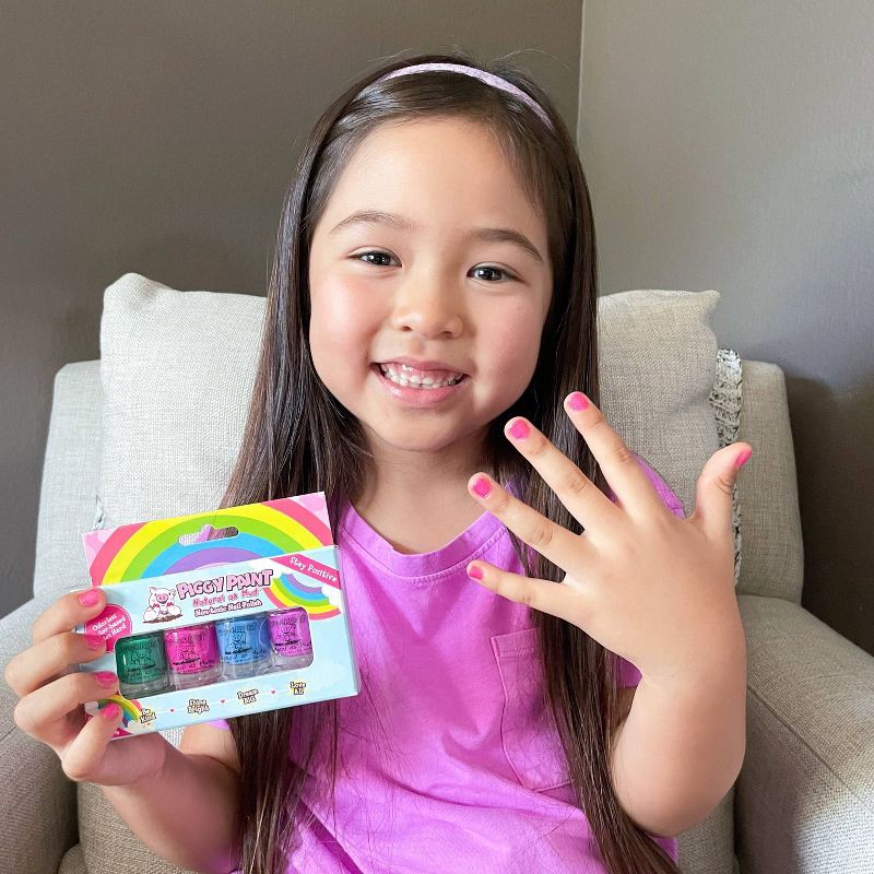 slide 4 of 8, Piggy Paint Non-Toxic Nail Polish Set for Kids' - Stay Positive Rainbow - 0.48 fl oz/4ct, 0.48 fl oz, 4 ct