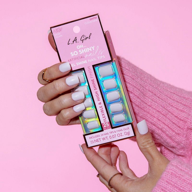 slide 7 of 12, L.A. Girl Artificial Nail Tips- Oh So Shiny - Cloud Nine - 25ct, 25 ct