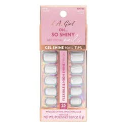 L.A. Girl Artificial Nail Tips- Oh So Shiny - Cloud Nine - 25ct