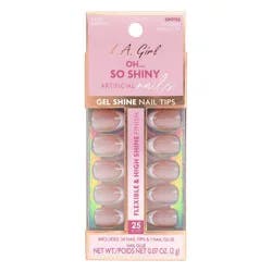 L.A. Girl Artificial Nail Tips- Oh So Shiny - Modern French Tip - 25ct