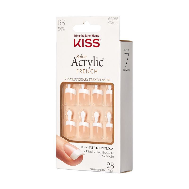 slide 6 of 7, KISS Products Salon Acrylic French Manicure Fake Nails Kit - Short Square - Power Play - 31ct, 31 ct